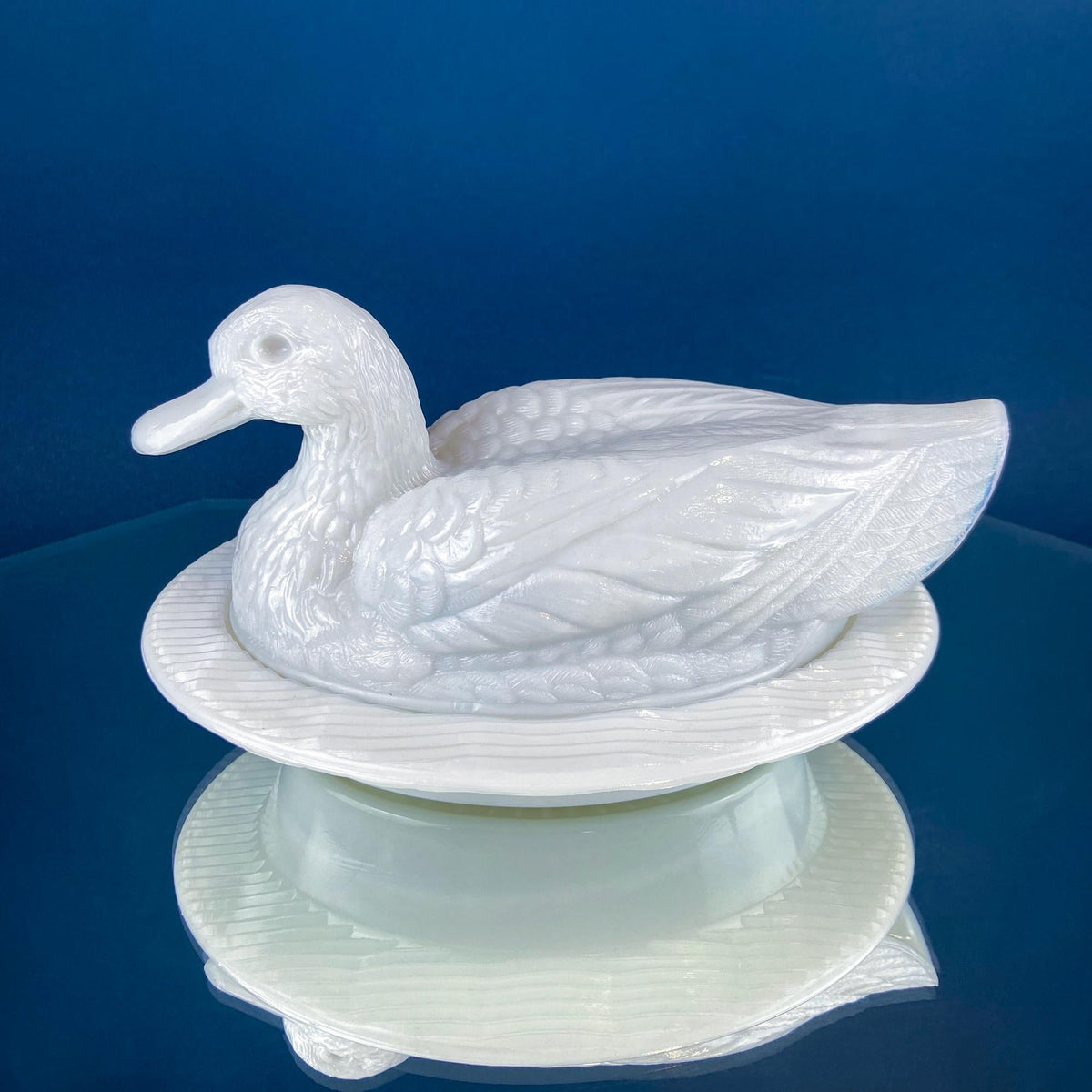 Westmoreland Milk Glass Covered Duck Dish