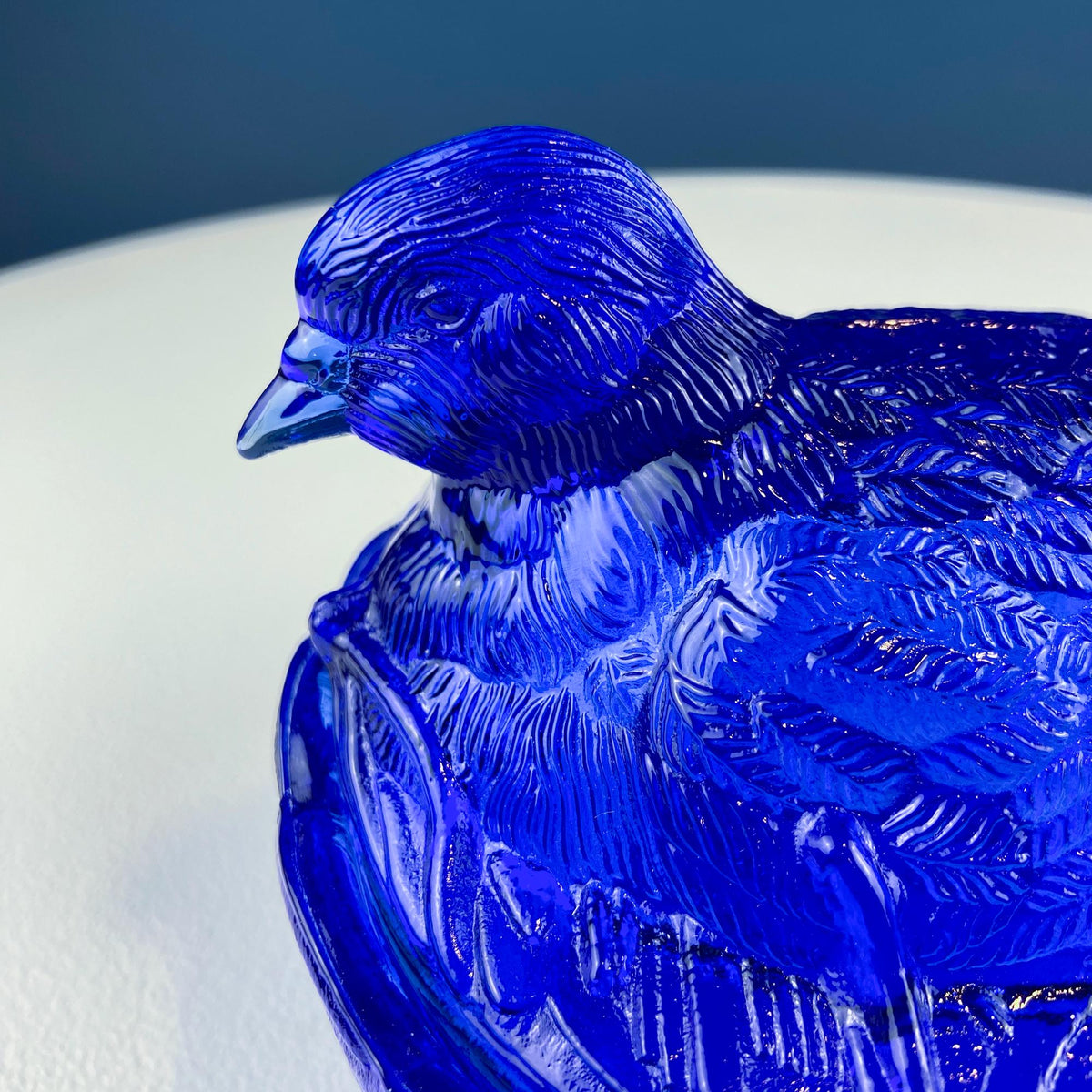 Cobalt Blue Glass Nesting Dove Covered Dish