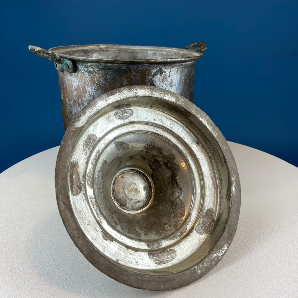 Hand-Pounded Copper and Tin Beverage Dispenser with Brass Spigot