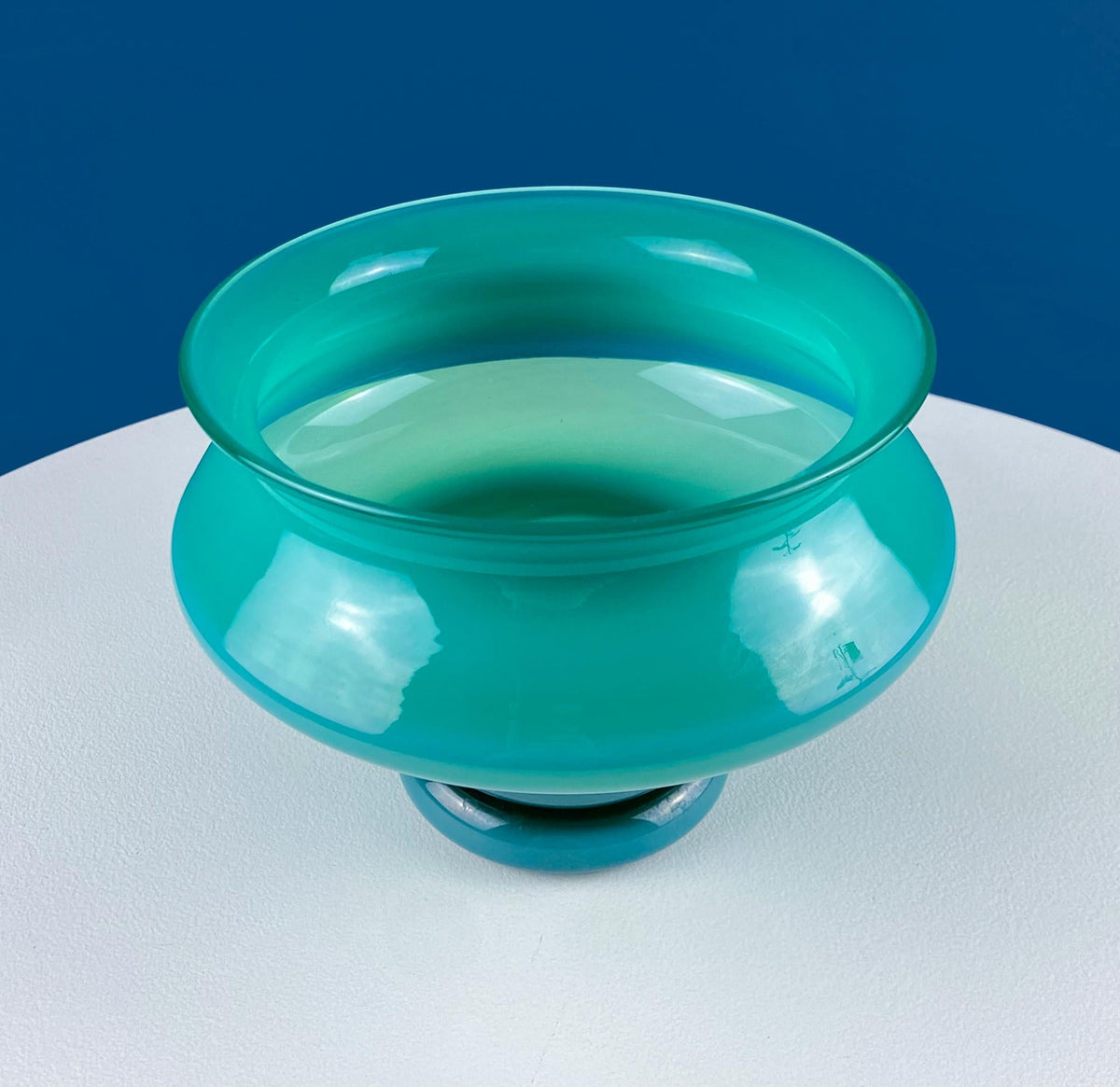 Sky Blue Hand-Blown Curvilinear Glass Vase
