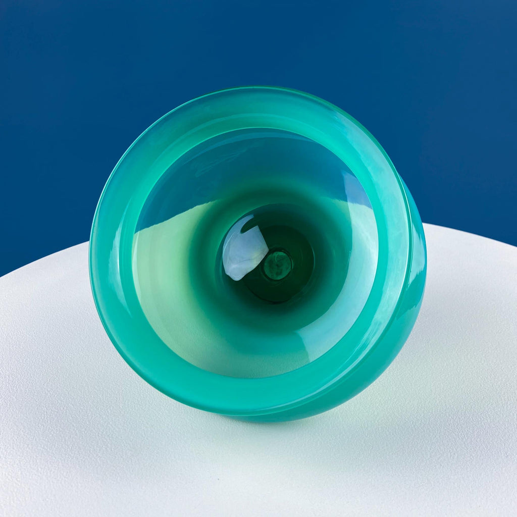 Sky Blue Hand-Blown Curvilinear Glass Vase