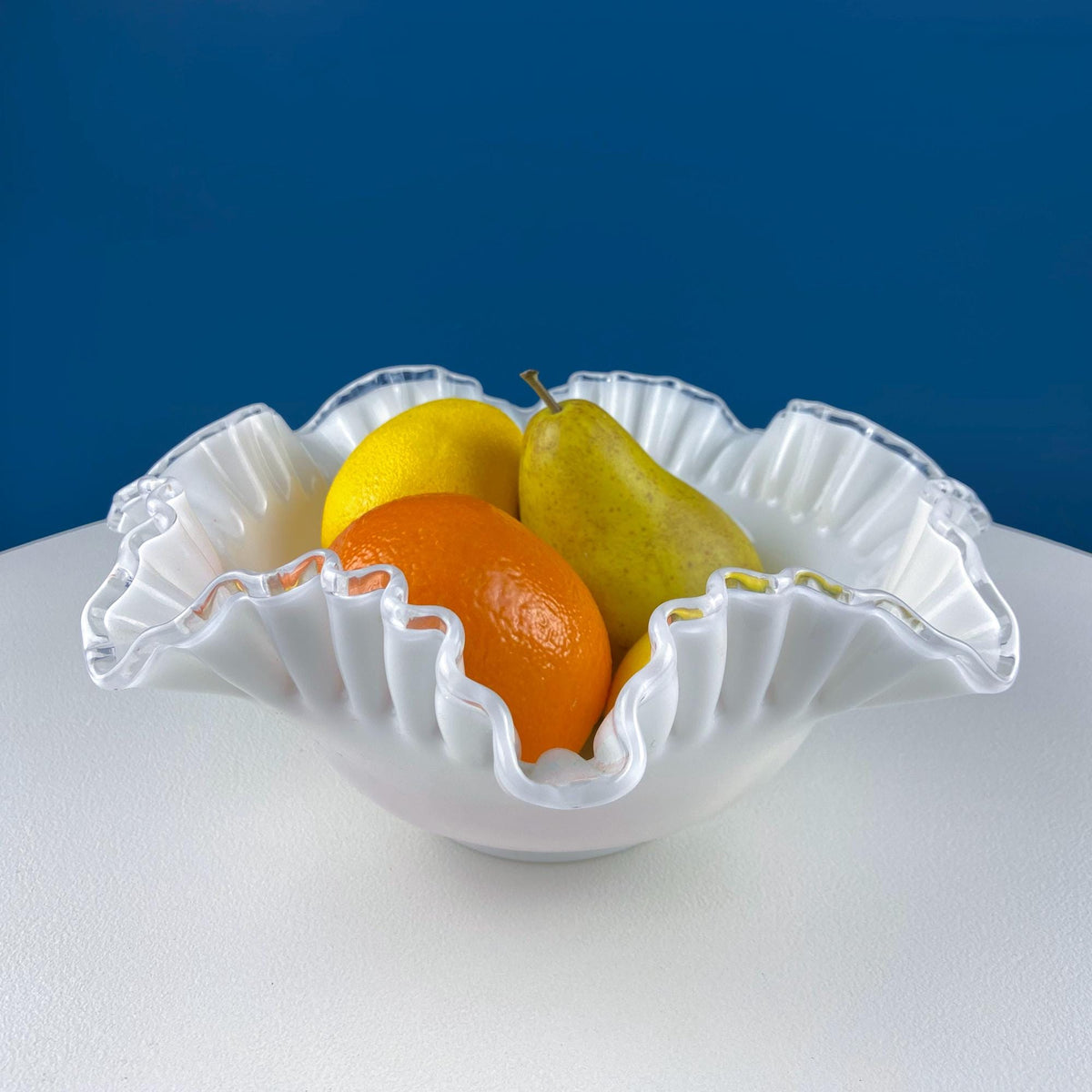 Silvercrest Ruffled White Glass Bowl