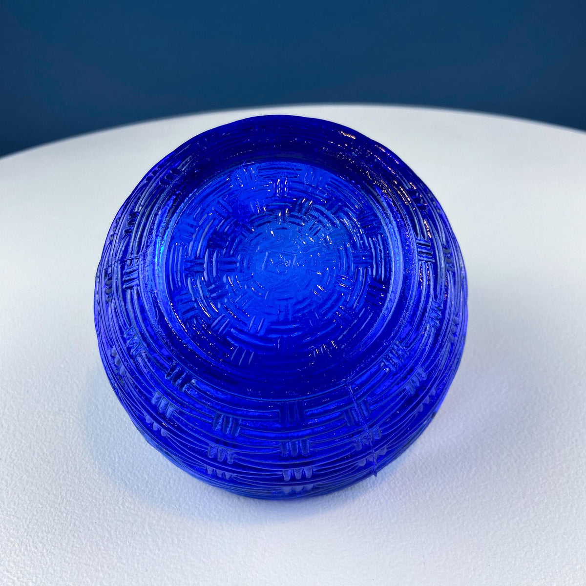 Cobalt Blue Glass Nesting Dove Covered Dish