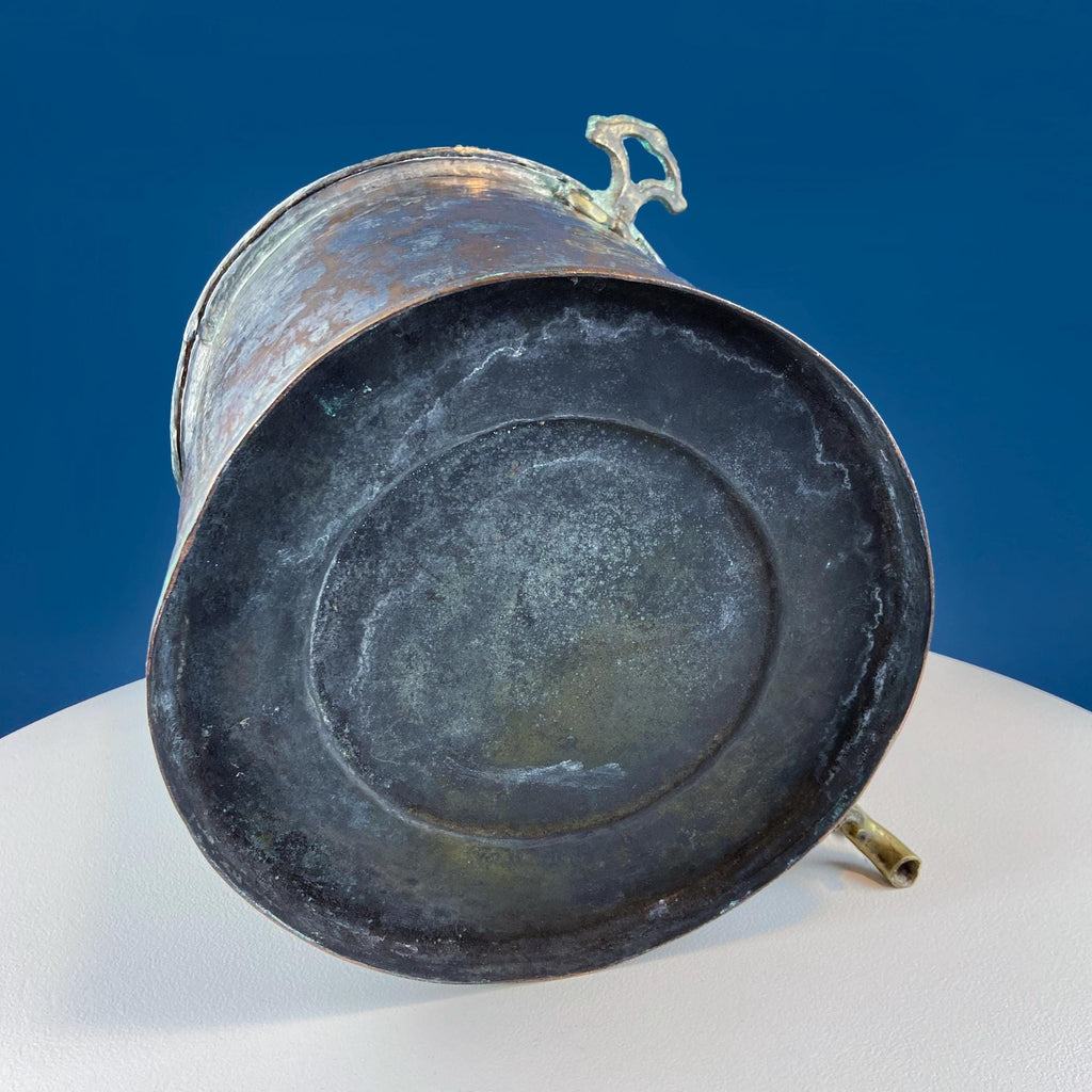 Hand-Pounded Copper and Tin Beverage Dispenser with Brass Spigot