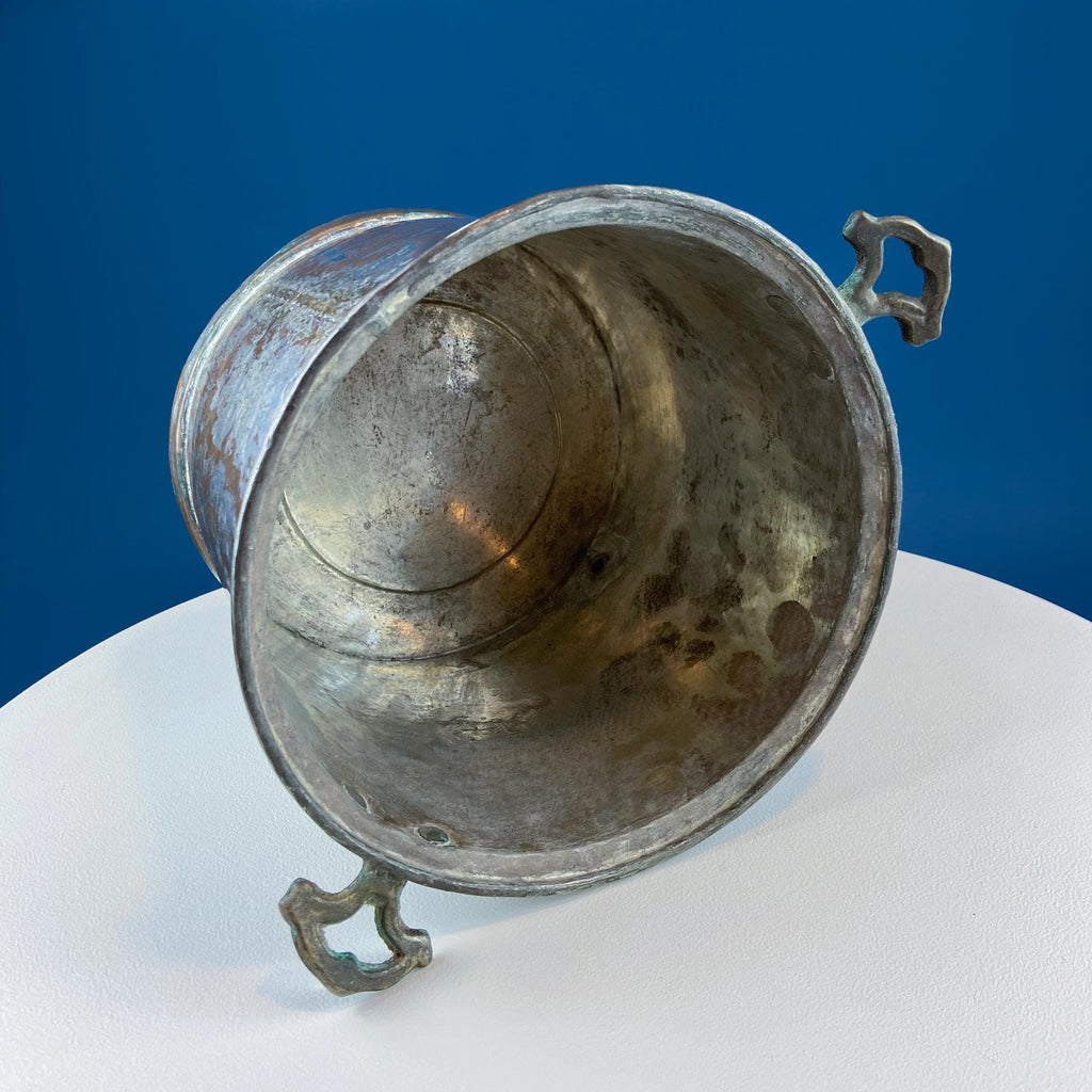 Hand-Pounded Copper and Tin Beverage Dispenser with Brass Spigot