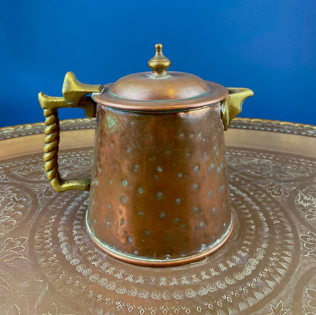Hand-Pounded Copper and Tin Beverage Dispenser with Brass Spigot