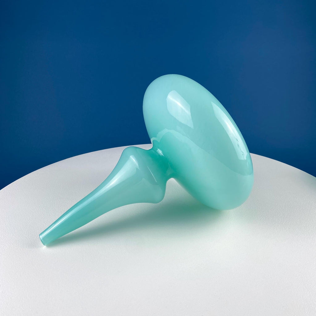 Sky Blue Hand-Blown Curvilinear Glass Vase