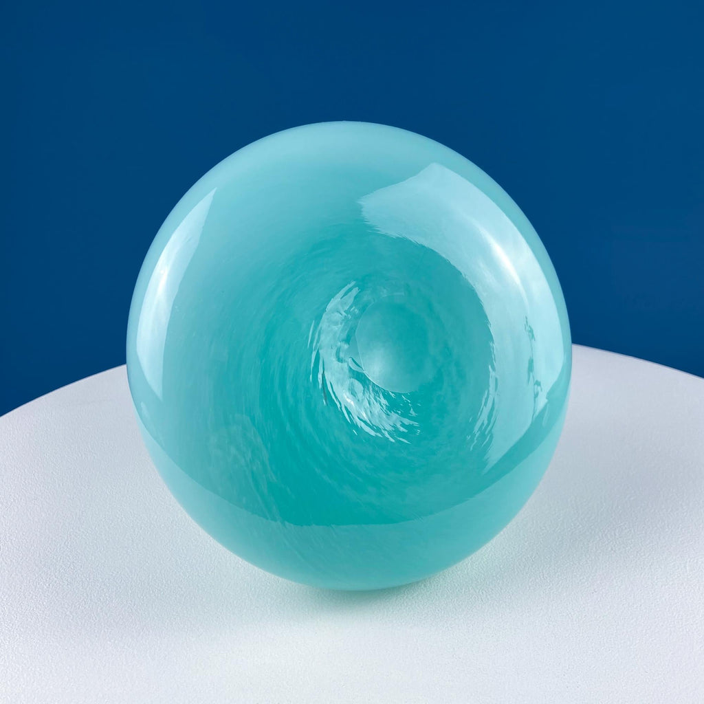 Sky Blue Hand-Blown Curvilinear Glass Vase