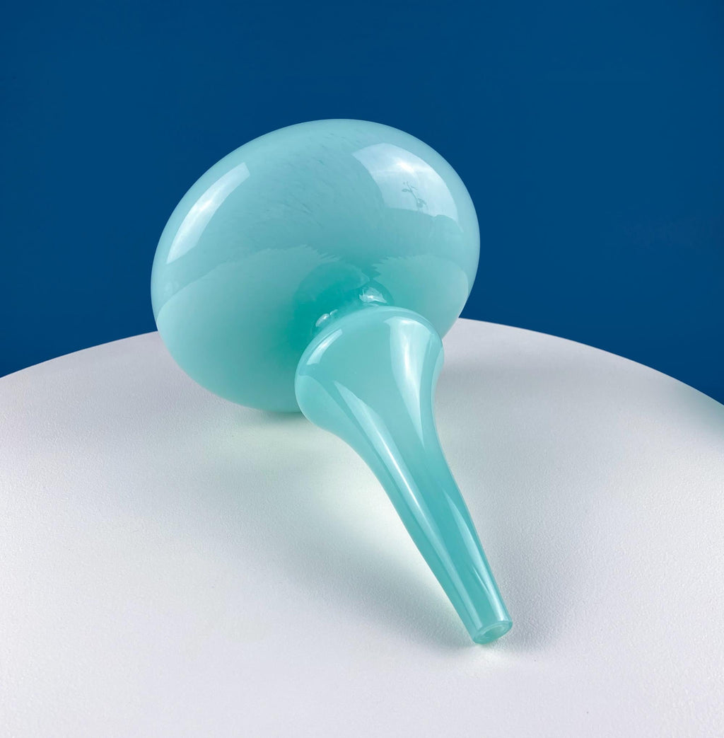 Sky Blue Hand-Blown Curvilinear Glass Vase