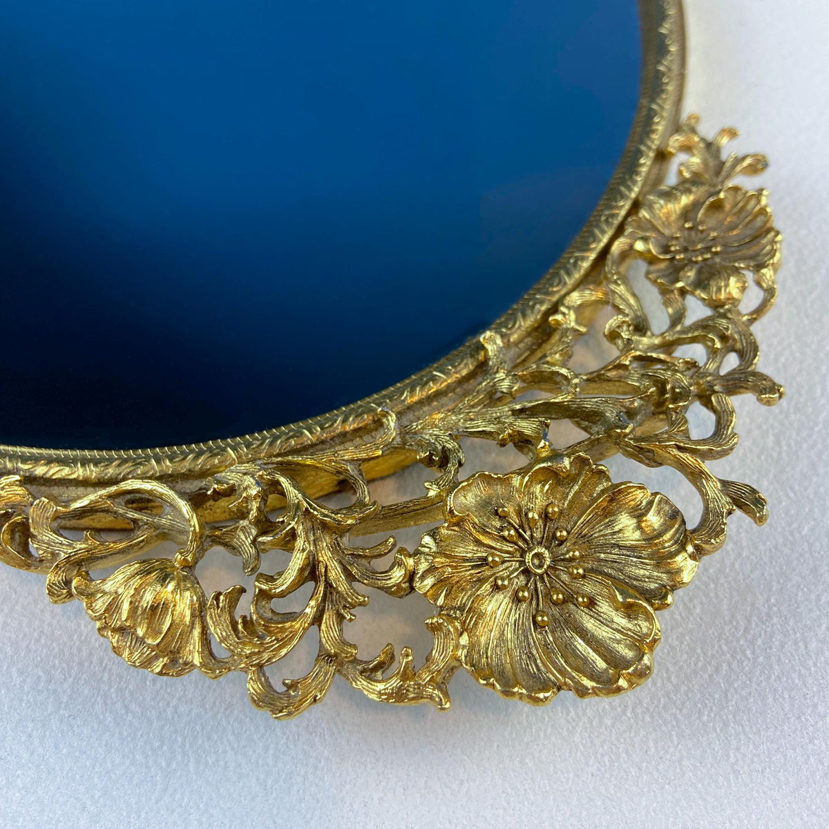Gilded Floral Vanity Mirror Tray