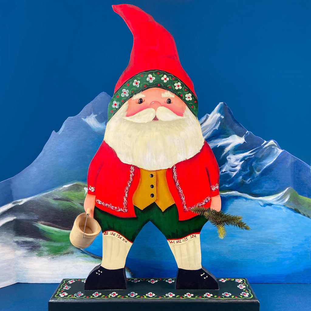 Hand-Painted Wooden Belsnickel Santas, Pair