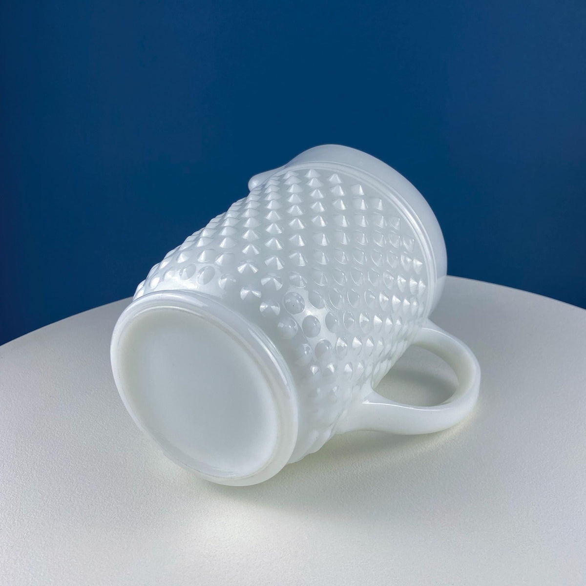 Hobnail Milk Glass Pitcher with 3 Tall Glasses