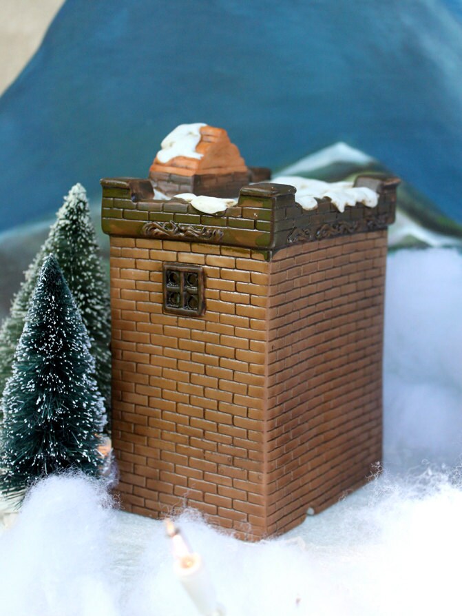 Handmade Lighted Christmas Village Bank