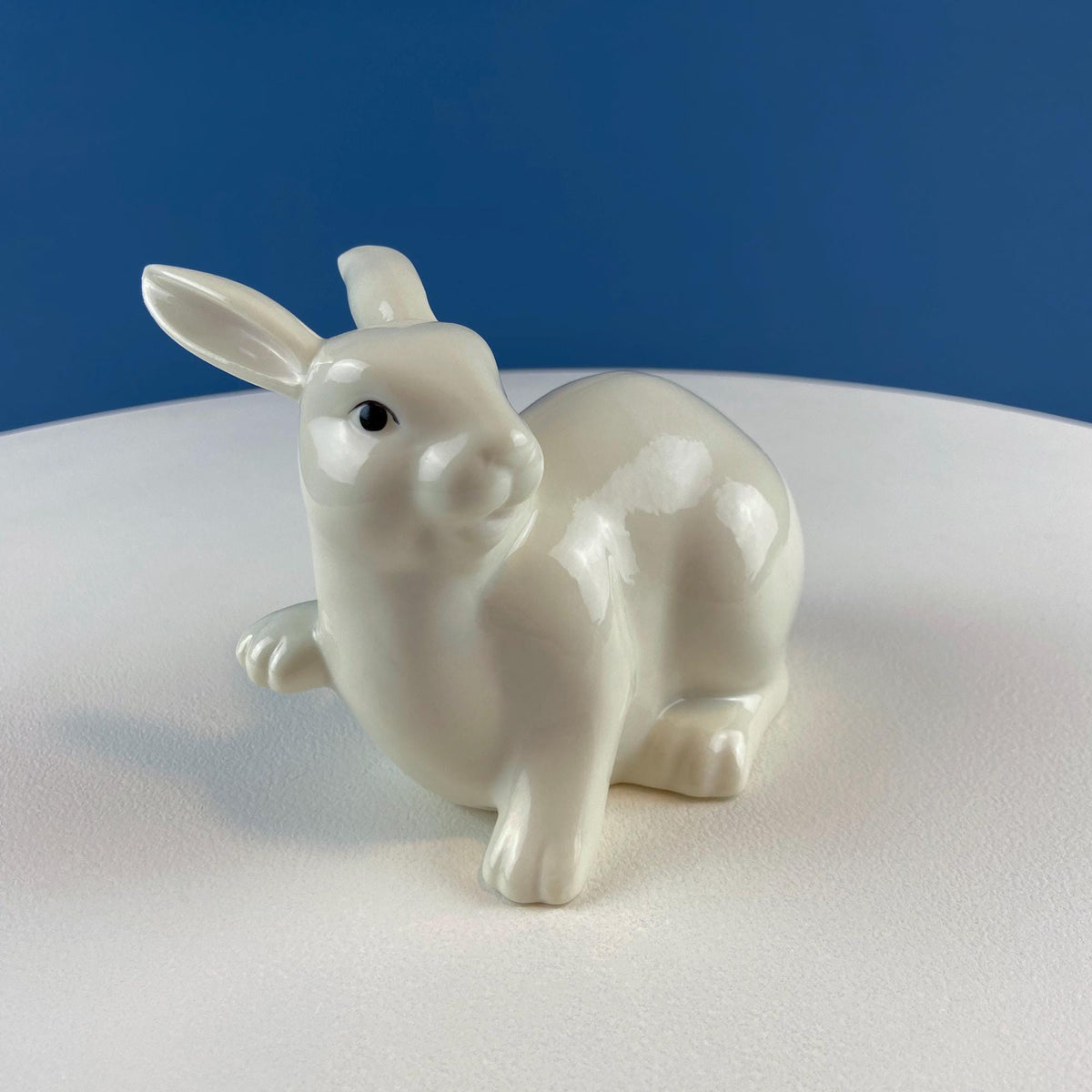 White Porcelain Bunny Figurines, Pair