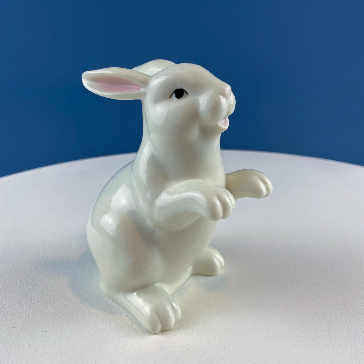 White Porcelain Bunny Figurines, Pair