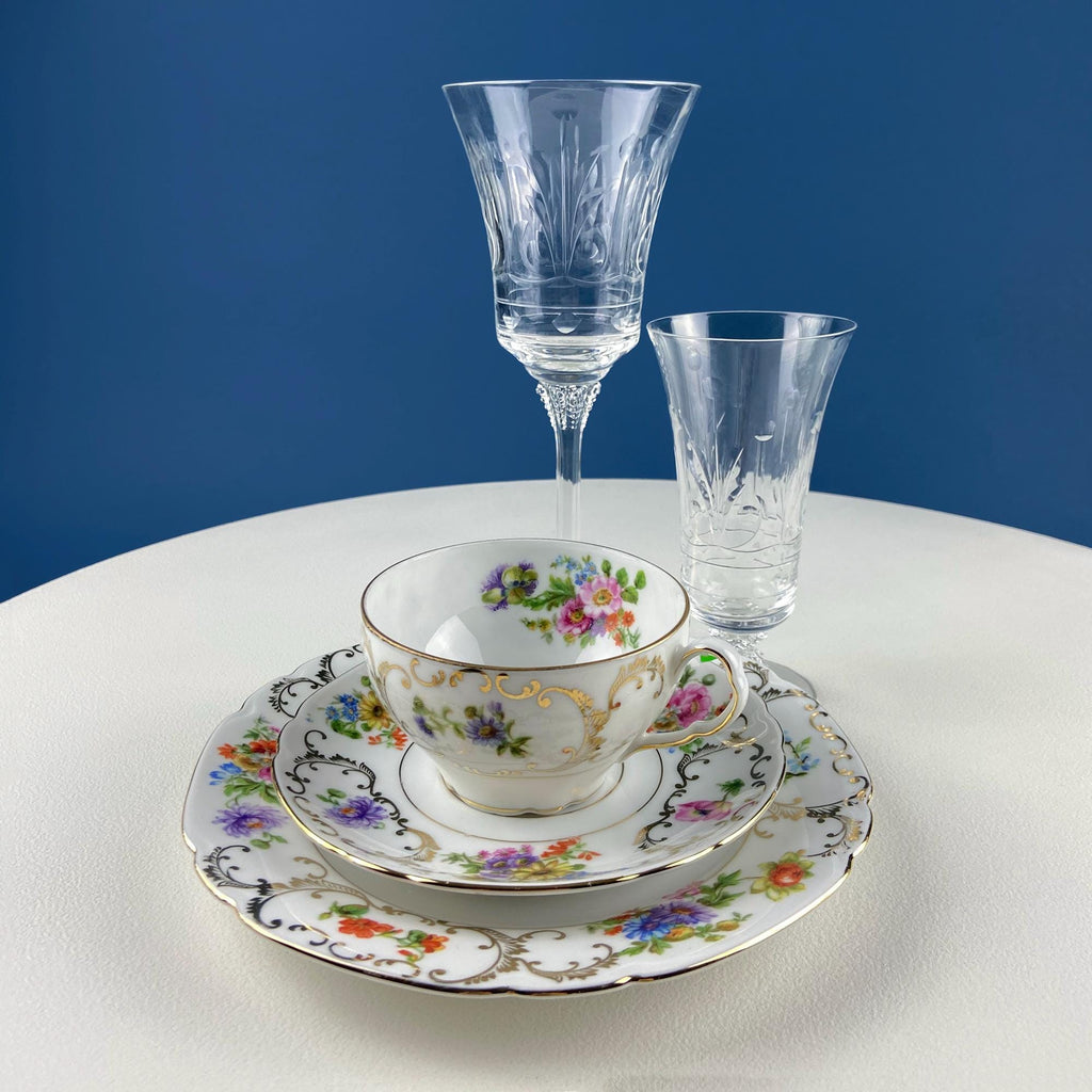 1940s Heisey Danish Princess Crystal Goblets, Set of 8