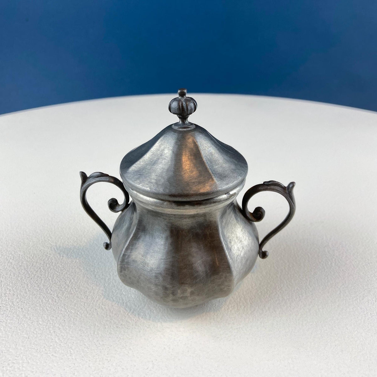 Italian Pewter Coffee Set with Wood Handles, 3 Pieces