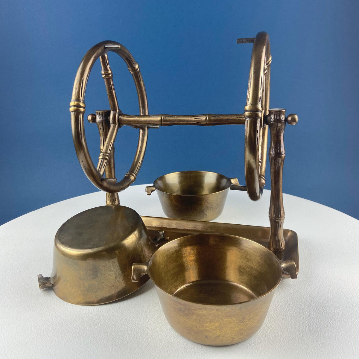 Brass Ferris Wheel Serving Stand with 3 Bowls