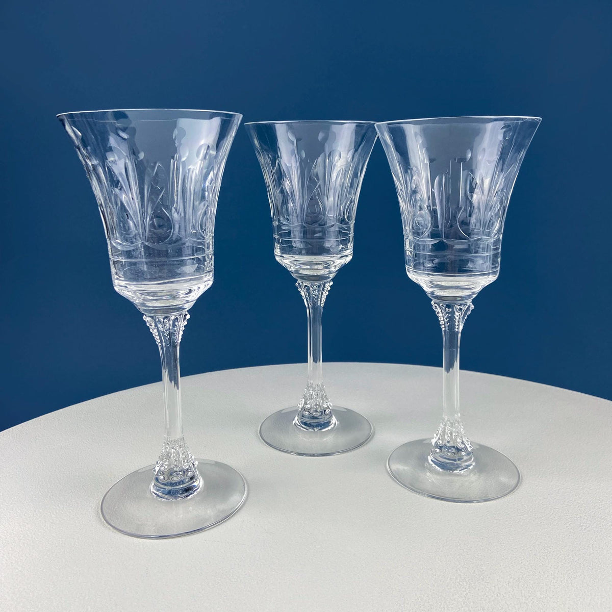 1940s Heisey Danish Princess Crystal Goblets, Set of 8
