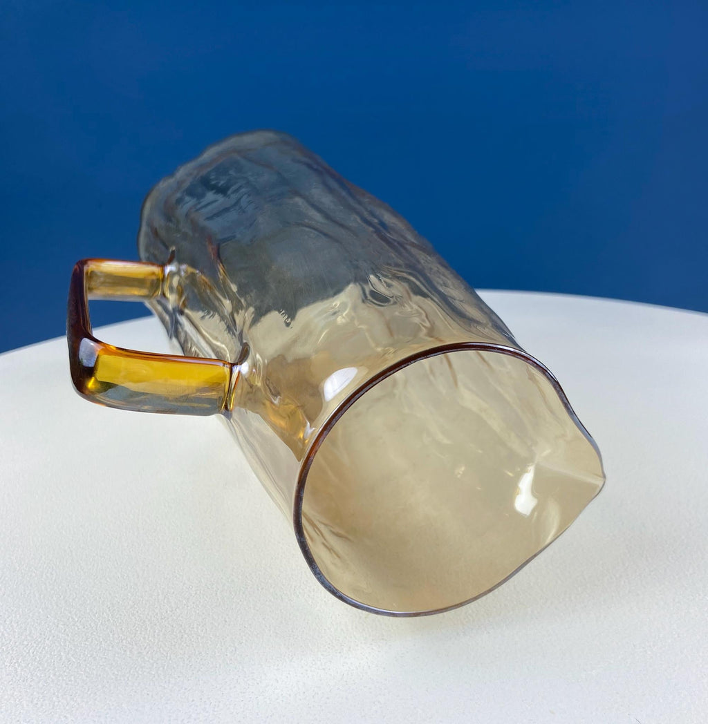 Iridescent Peach Bark Glass Pitcher, 10"