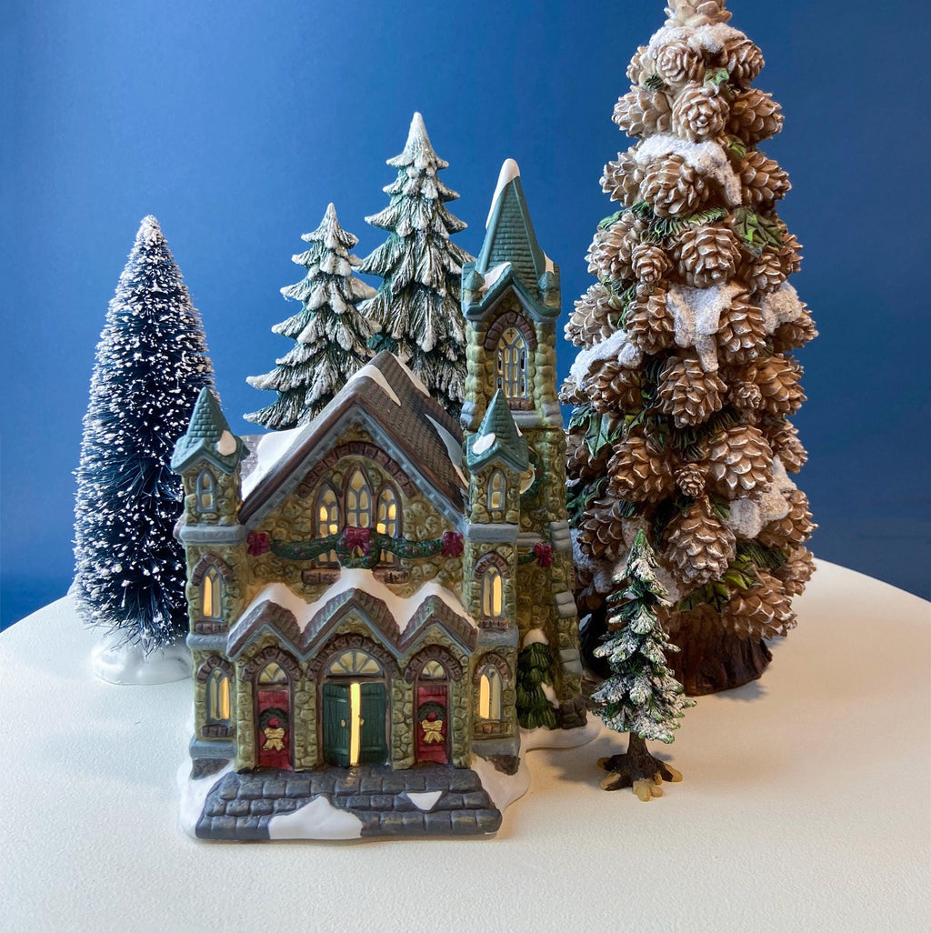 14.5" Pine Cone Tree for a Christmas Village