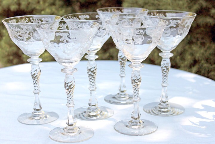1930s Tiffin Franciscan Byzantine Sweet Wine Glasses, Set of 4