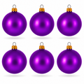 Set of 6 Matte Purple Glass Ball Christmas Ornaments 2.4 Inches