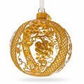 Golden Floral Lattice Clear Glass Ball Christmas Ornament