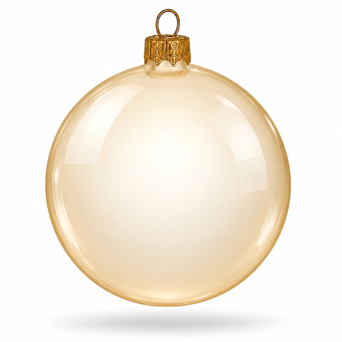 Set of 4 Translucent Glossy Ivory Glass Ball Christmas Ornaments (017)