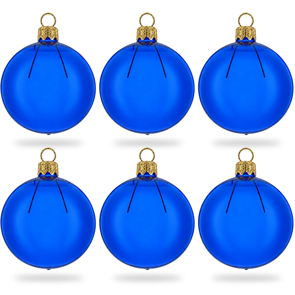 Frosted Blue Tree Starter bundle: Translucent glossy blue glass balls, set of 6