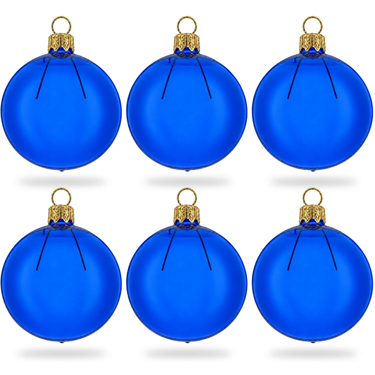 Frosted Blue Tree Starter bundle: Translucent glossy blue glass balls, set of 6