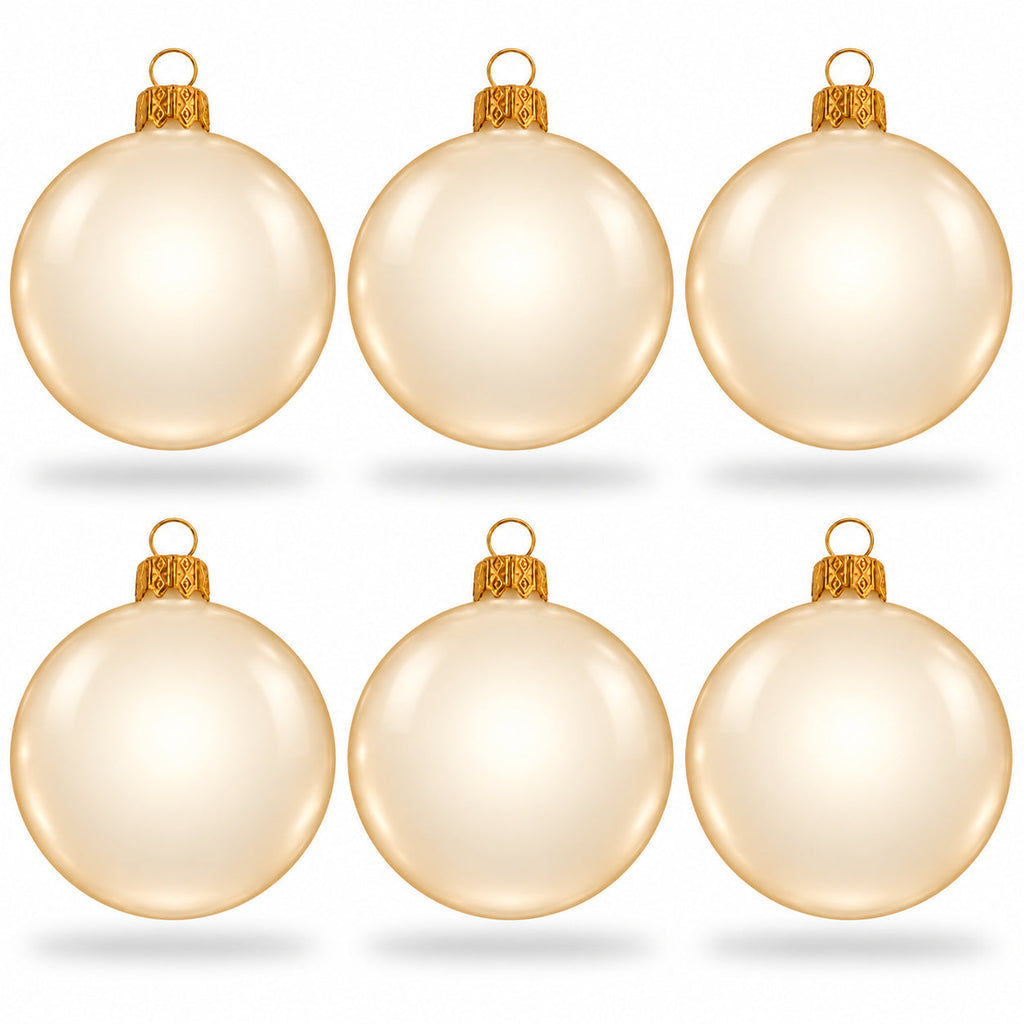 Frosted Blue Tree Starter bundle: Translucent glossy ivory glass balls, set of 6