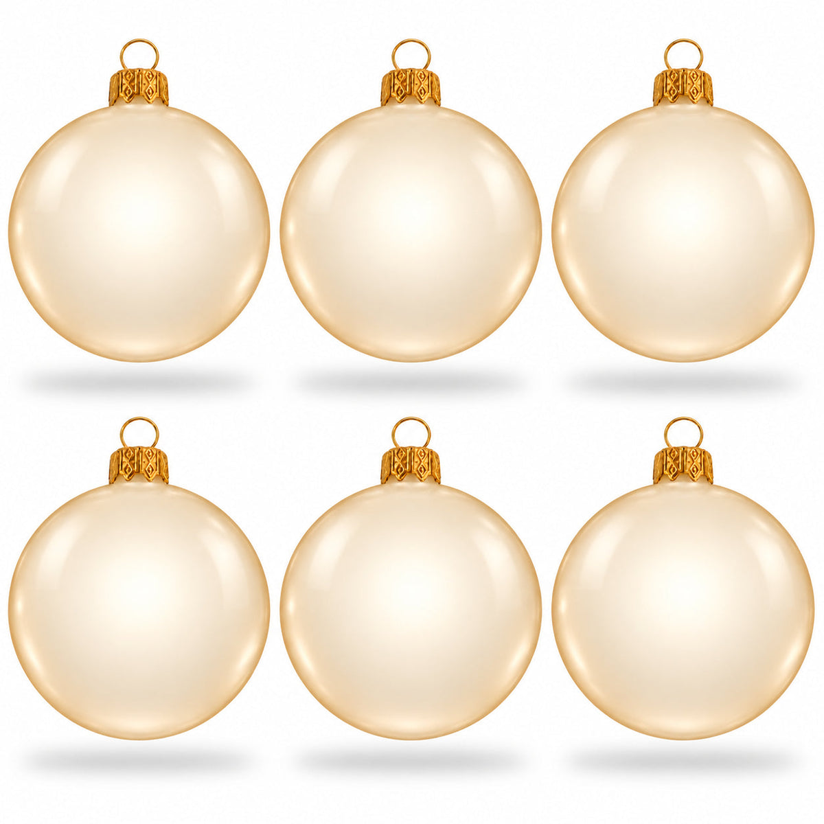 Frosted Blue Tree Starter bundle: Translucent glossy ivory glass balls, set of 6