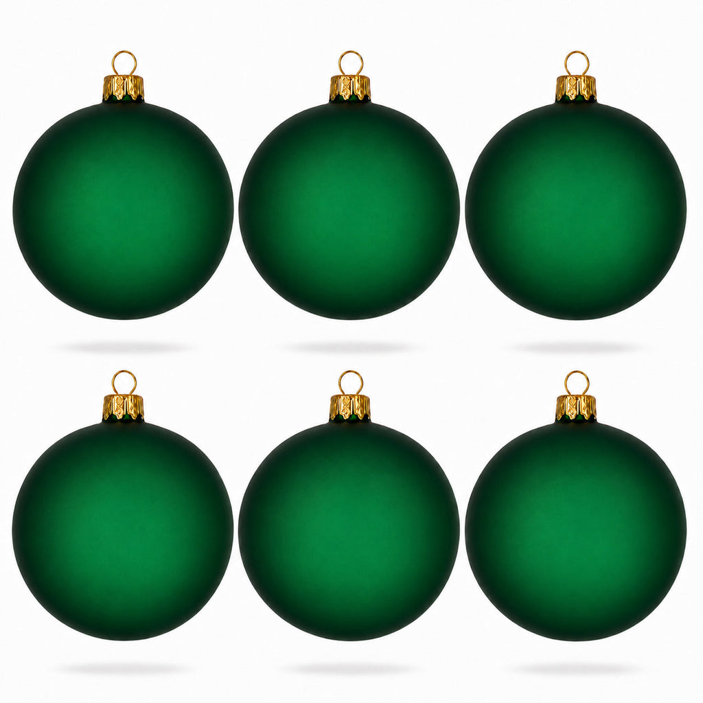 Red and Gold Classic Tree Starter bundle: Translucent green glass balls, set of 6