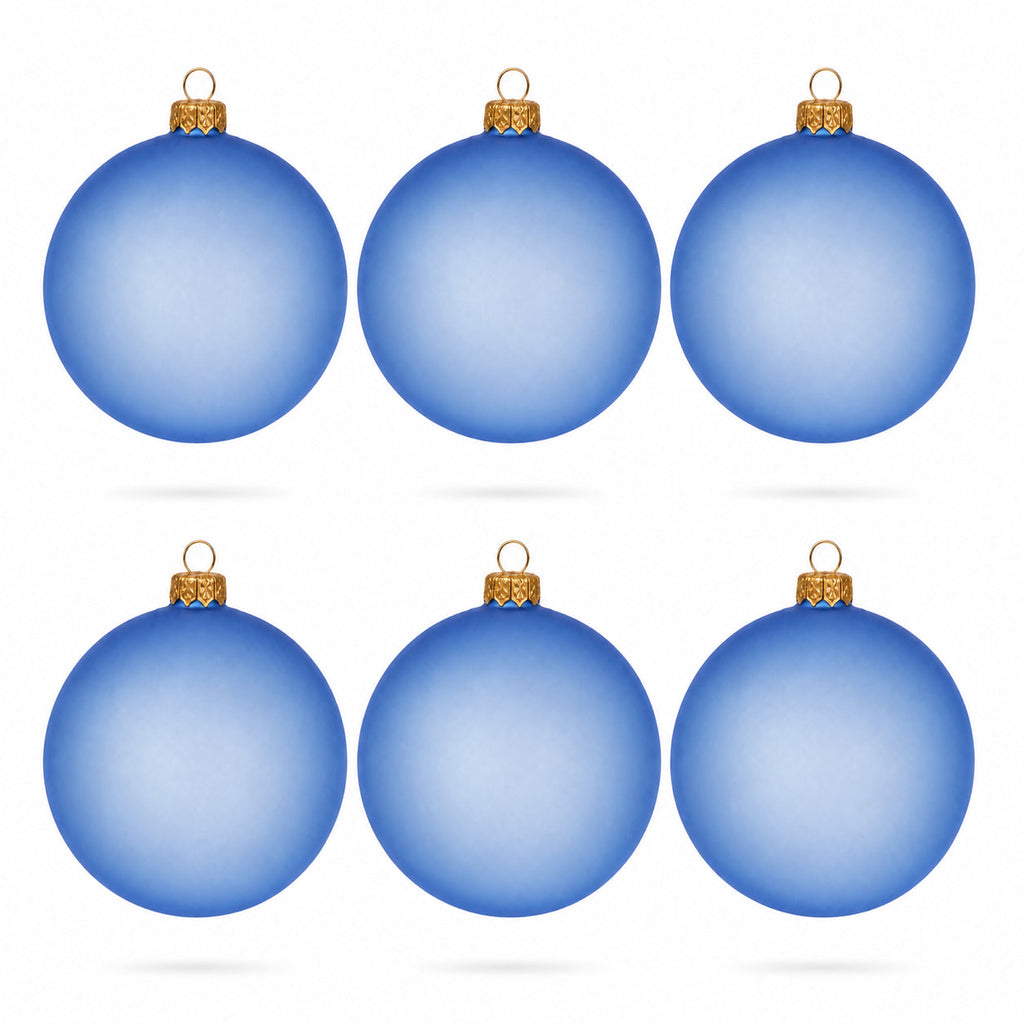 Frosted Blue Tree Starter bundle: Translucent light blue glass balls, set of 6