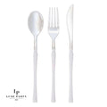 Neo Classic White and Silver Plastic Cutlery Set | 32 Pieces
