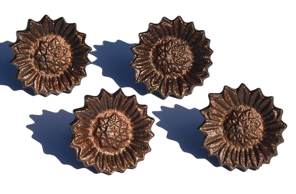Vibhsa Antique Sunflower Napkin Rings | Set of 4, Handcrafted Aluminum