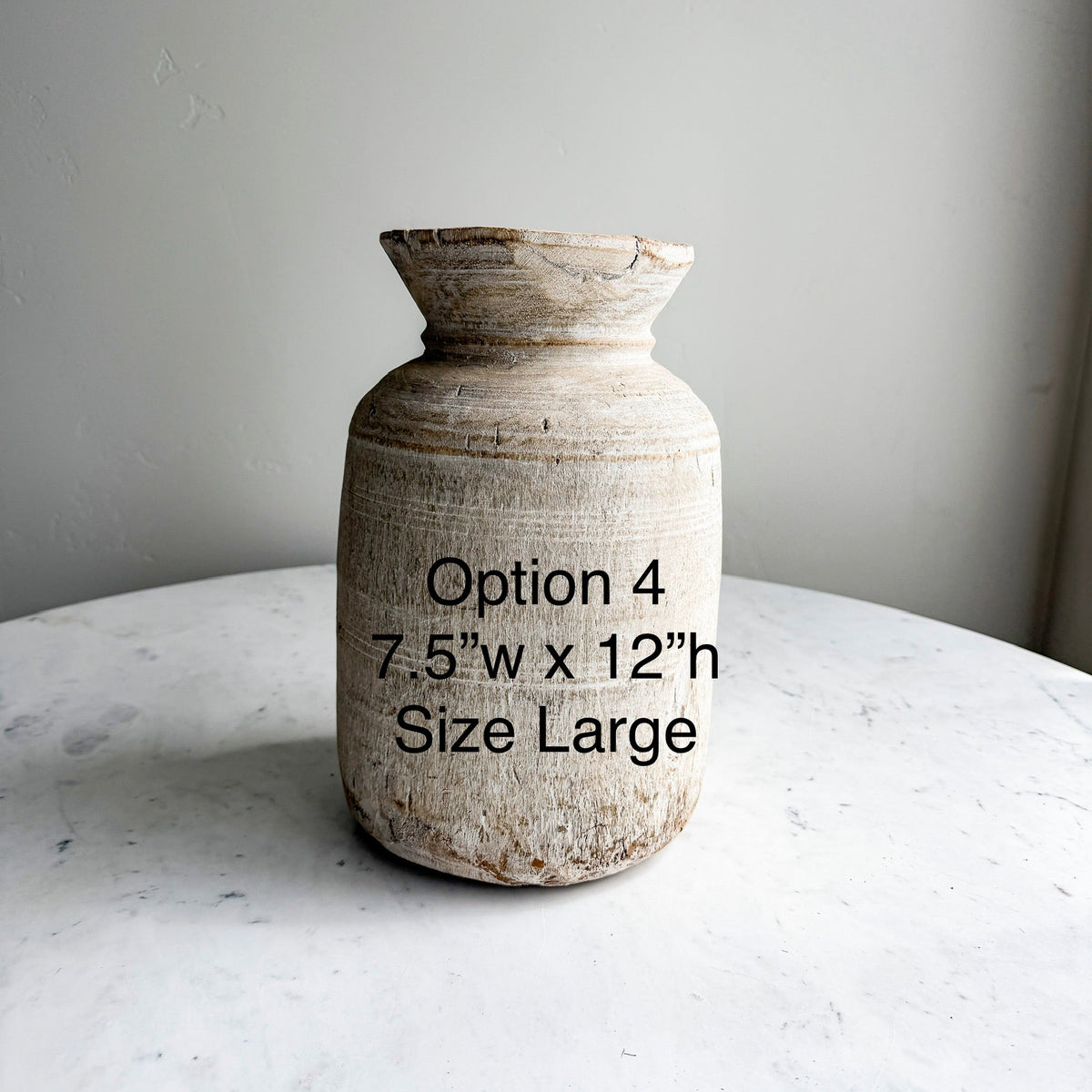 Nepali Water Pot Vase - Bleached Wood | Large Handmade Rustic Vessel