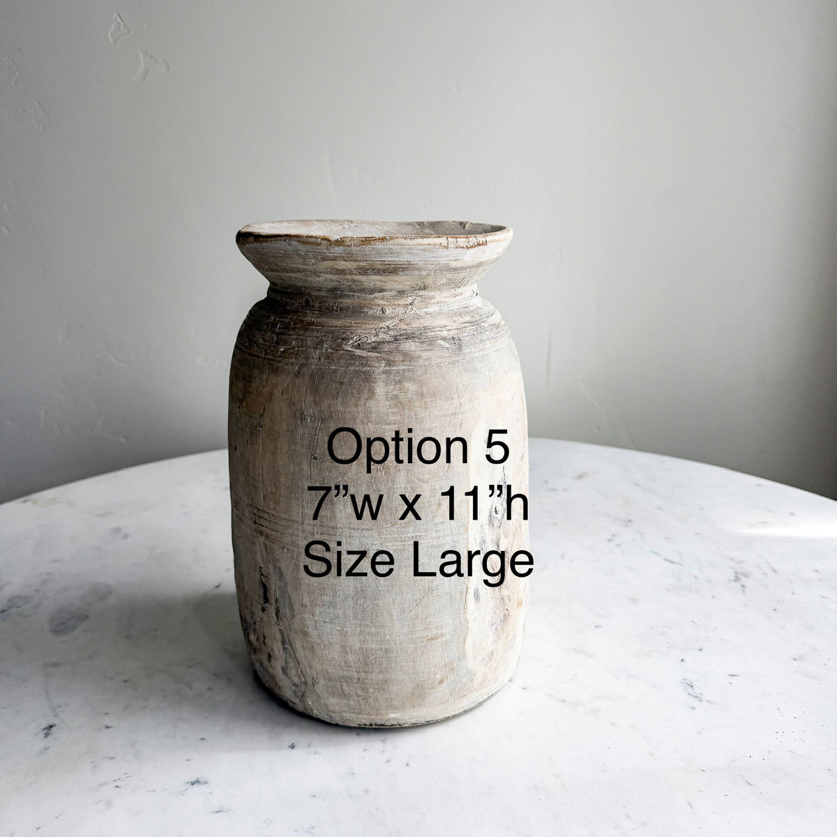 Nepali Water Pot Vase - Bleached Wood | Large Handmade Rustic Vessel