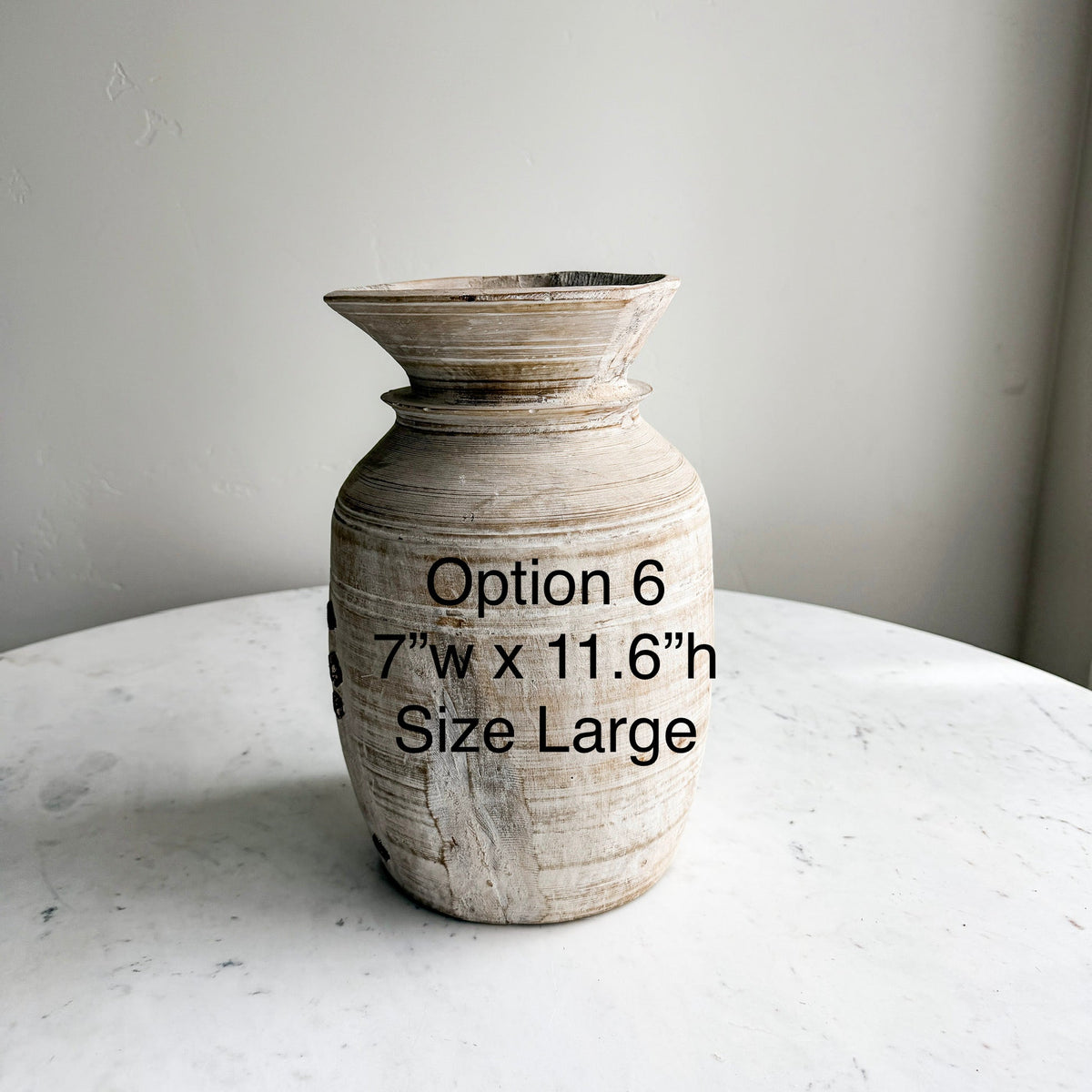 Nepali Water Pot Vase - Bleached Wood | Large Handmade Rustic Vessel