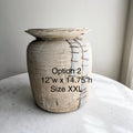 Nepali Water Pot Vase - Bleached Wood | XXL Handmade Rustic Vessel