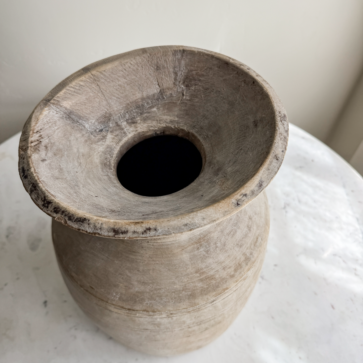 Nepali Water Pot Vase - Bleached Wood | XXL Handmade Rustic Vessel