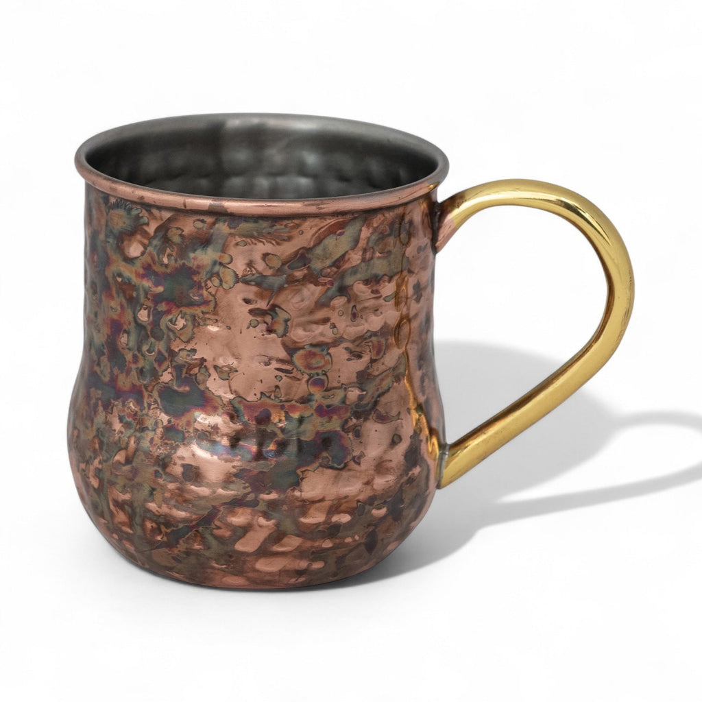 Oxidized Copper Hammered Mule Mug with Brass Handle
