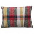 Hand-Woven Plaid Cotton Chindi Lumbar Throw Pillow