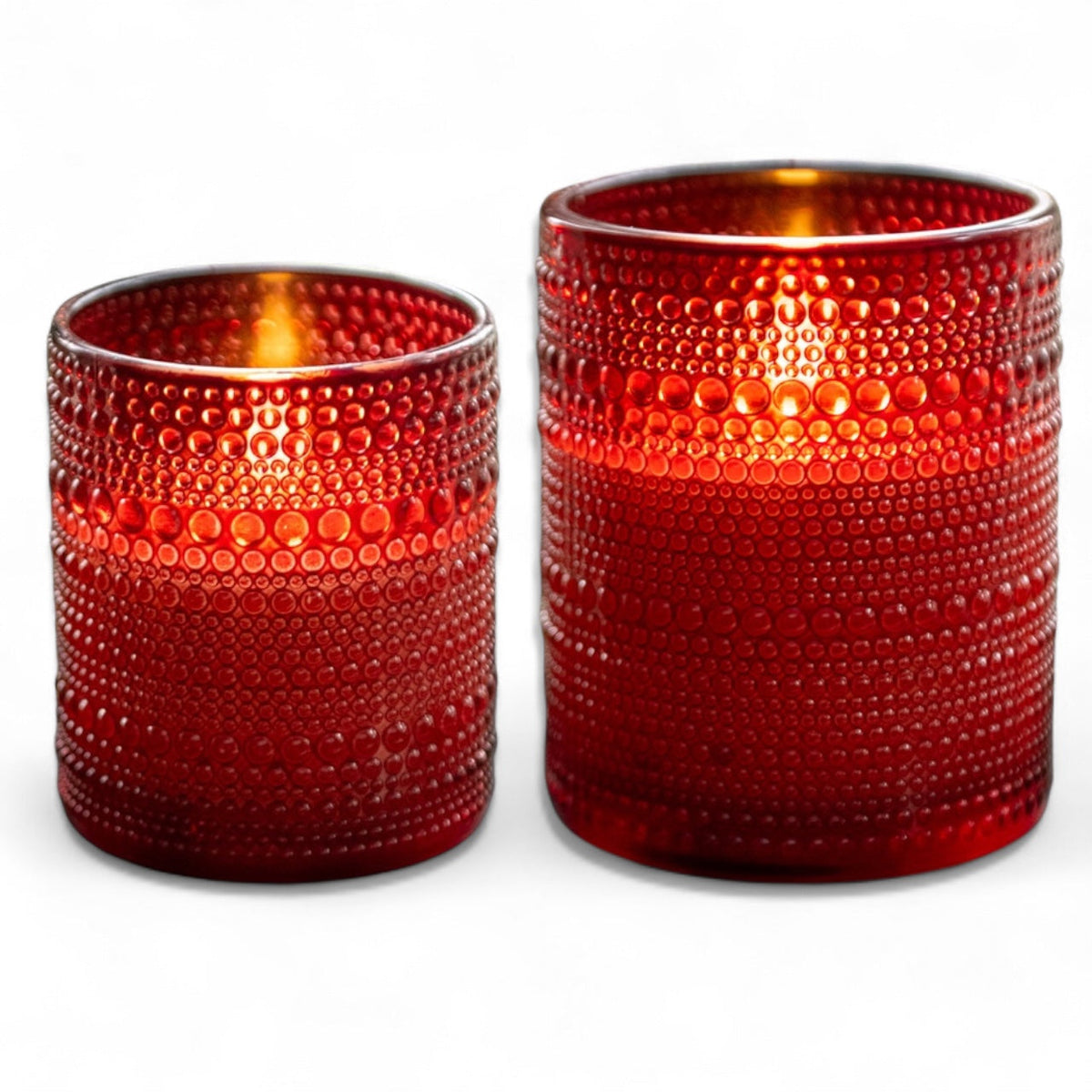 Red Hobnail Glass 3D Flameless Wax Candle