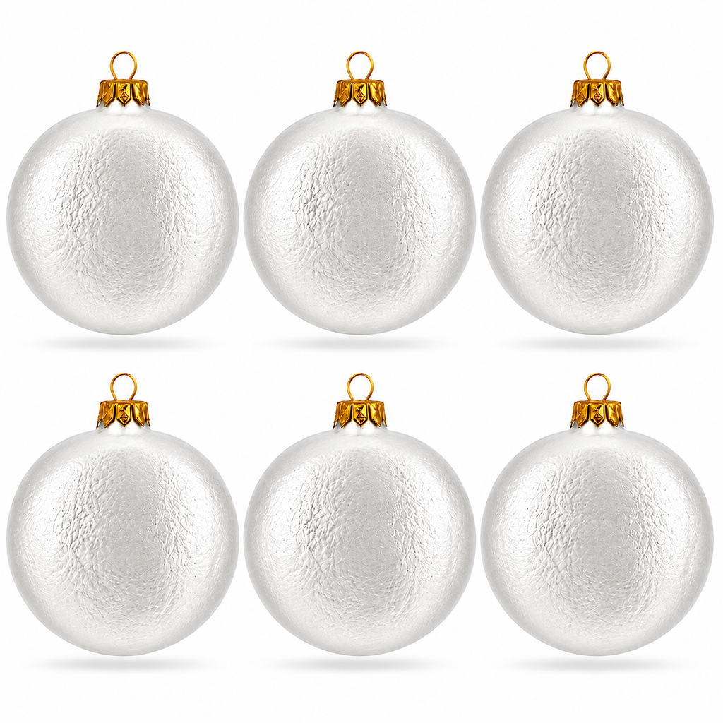 Frosted Blue Tree Starter bundle: Silver flat disc glass ornaments, 3", set of 6