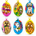 Set of 6- Cats and Dogs Wooden Easter Wooden Christmas Ornaments3 Inches