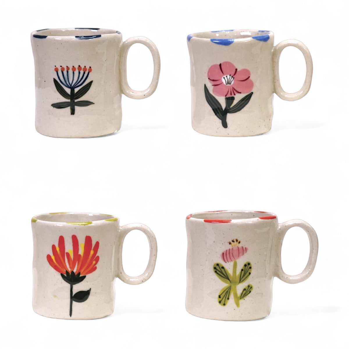 Hand-Painted Ceramic Petite Floral Mug | 4 Styles