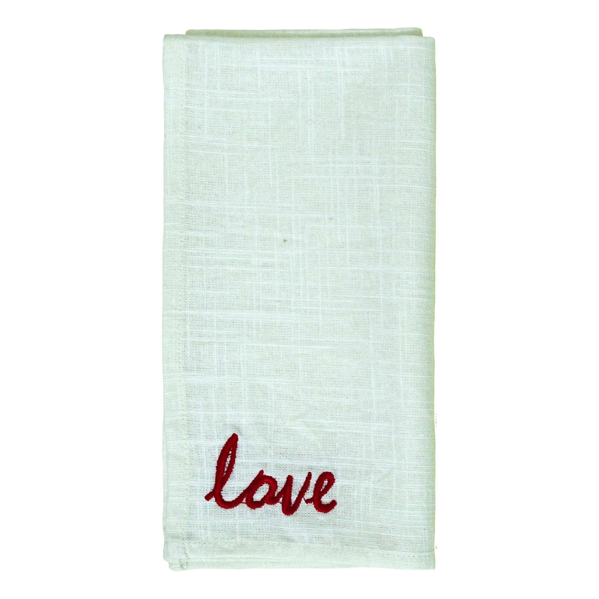 Vibhsa Cotton Table Napkins | Set of 4, Red Embroidery, 20"x20"