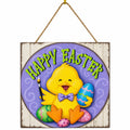 Happy Easter Chick Decorative Wall Plaque with Painted Egg Accents 10 Inches Tall